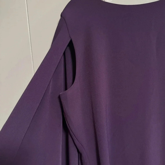 MARC BOUWER UNLIMITED Purple Sleeveless Cape Dress Back Zipper Lined Size XL - Picture 2 of 7
